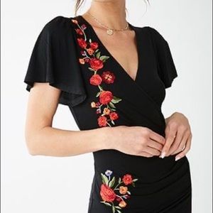 Black Floral Embroidered Dress